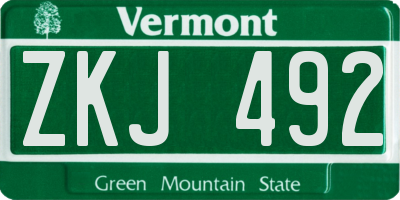 VT license plate ZKJ492