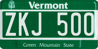 VT license plate ZKJ500