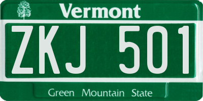 VT license plate ZKJ501