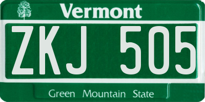 VT license plate ZKJ505