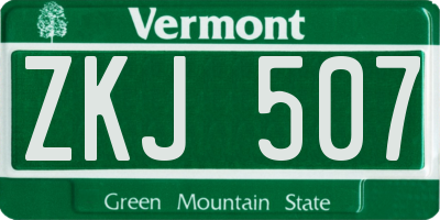 VT license plate ZKJ507