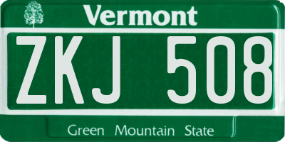 VT license plate ZKJ508