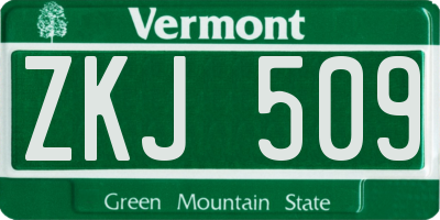 VT license plate ZKJ509