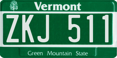 VT license plate ZKJ511