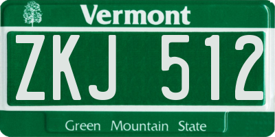 VT license plate ZKJ512
