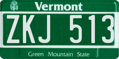 VT license plate ZKJ513