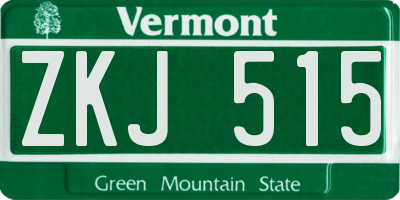 VT license plate ZKJ515