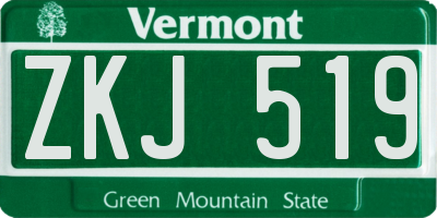VT license plate ZKJ519