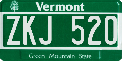 VT license plate ZKJ520