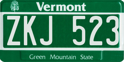 VT license plate ZKJ523