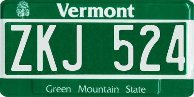 VT license plate ZKJ524