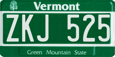 VT license plate ZKJ525
