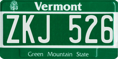 VT license plate ZKJ526