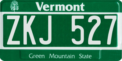 VT license plate ZKJ527