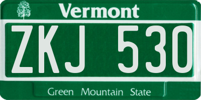 VT license plate ZKJ530