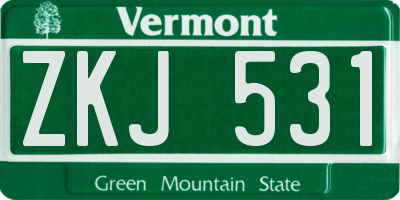 VT license plate ZKJ531