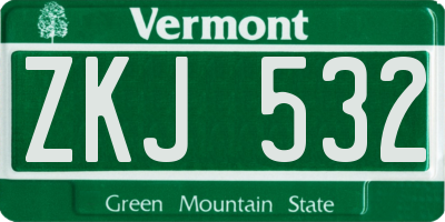 VT license plate ZKJ532