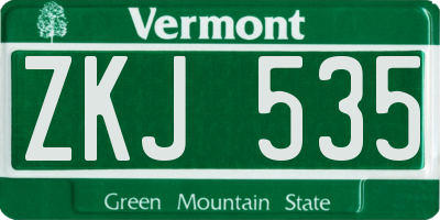 VT license plate ZKJ535