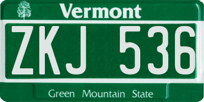 VT license plate ZKJ536