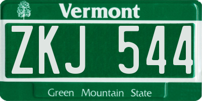 VT license plate ZKJ544