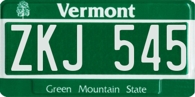 VT license plate ZKJ545