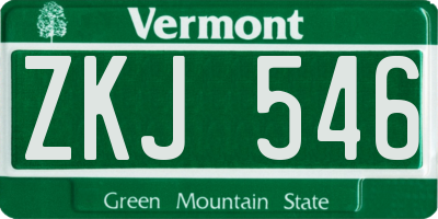 VT license plate ZKJ546