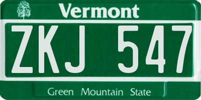 VT license plate ZKJ547