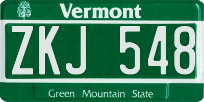 VT license plate ZKJ548