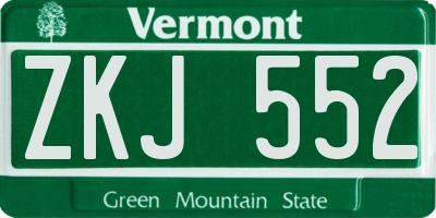VT license plate ZKJ552