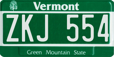 VT license plate ZKJ554