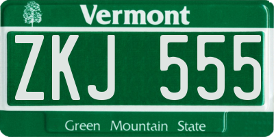 VT license plate ZKJ555