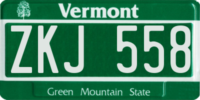 VT license plate ZKJ558