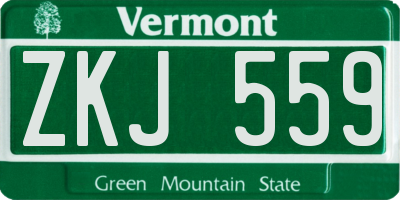 VT license plate ZKJ559
