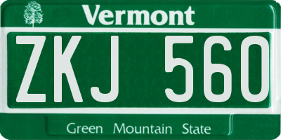 VT license plate ZKJ560