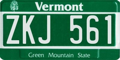 VT license plate ZKJ561