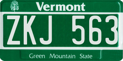 VT license plate ZKJ563