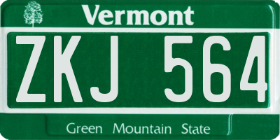 VT license plate ZKJ564