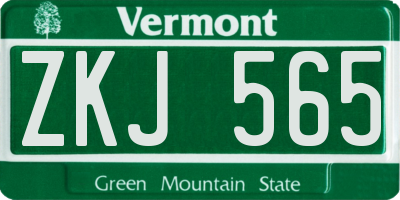 VT license plate ZKJ565