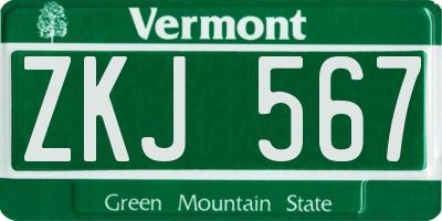 VT license plate ZKJ567