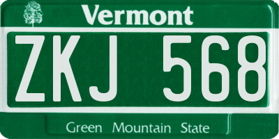 VT license plate ZKJ568