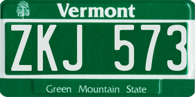 VT license plate ZKJ573