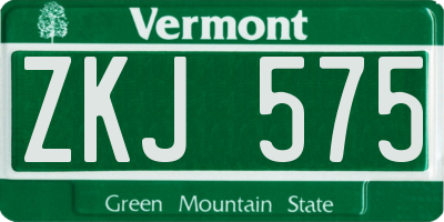 VT license plate ZKJ575