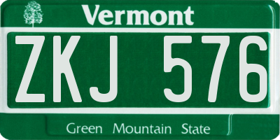 VT license plate ZKJ576