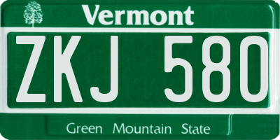 VT license plate ZKJ580