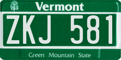 VT license plate ZKJ581