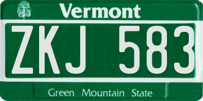 VT license plate ZKJ583