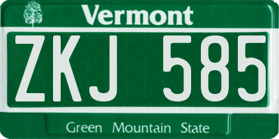VT license plate ZKJ585