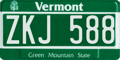 VT license plate ZKJ588