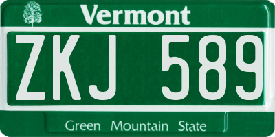 VT license plate ZKJ589