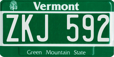 VT license plate ZKJ592